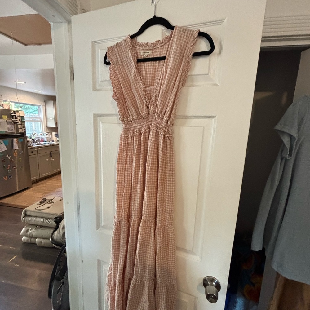 Max Studio Blush Gingham Maxi Dress